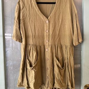 Rip Curl Tan Button Down Dress